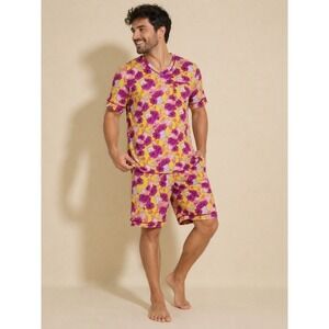Cosabella Men's Soft Pima Cotton‎ Floral Pajama Set With Pockets XL